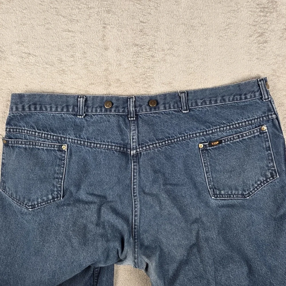 Vintage KEY Jeans Mens 50x30 (46x28) Blue Suspender Buttons Workwear Made in USA